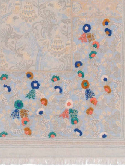 EMBROIDERED PATCHWORK SCAF FLORAL 18597-WILD OAT