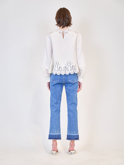 EMBROIDERED LACE TOP IVORY