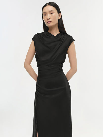 BURKE DRAPED DRESS BLACK