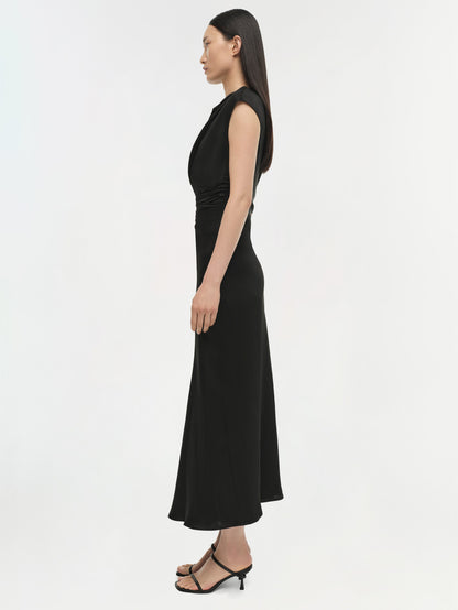 BURKE DRAPED DRESS BLACK