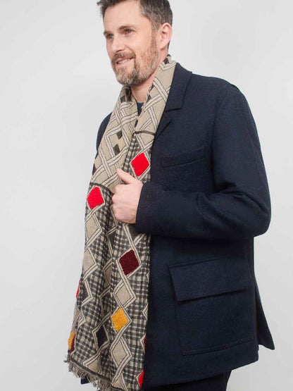 19598-ARGYLE EMBROIDERED SCARF