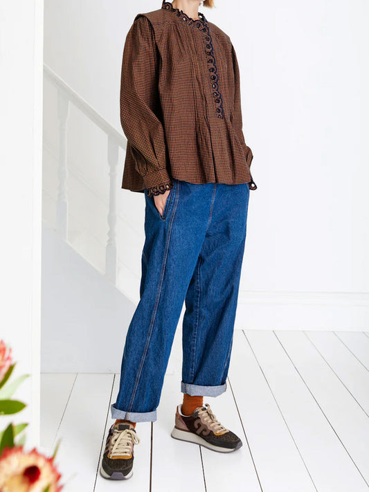 ETIENNE SHIRT MINI CHECKS MIDNIGHT/TAN