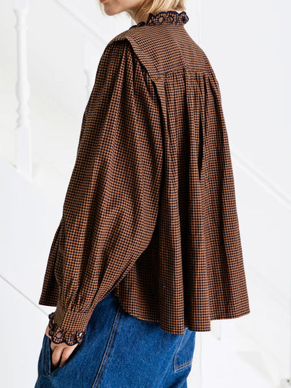 ETIENNE SHIRT MINI CHECKS MIDNIGHT/TAN