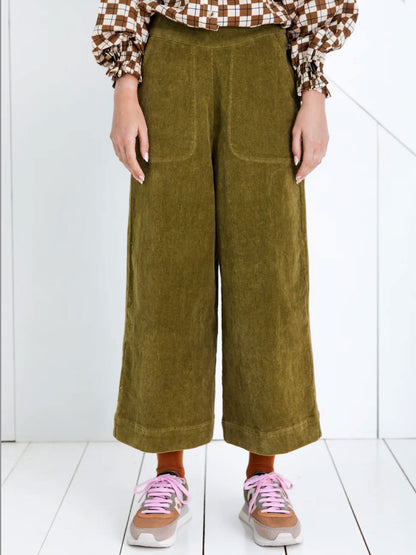BIJOU CORD PANTS - OLIVE