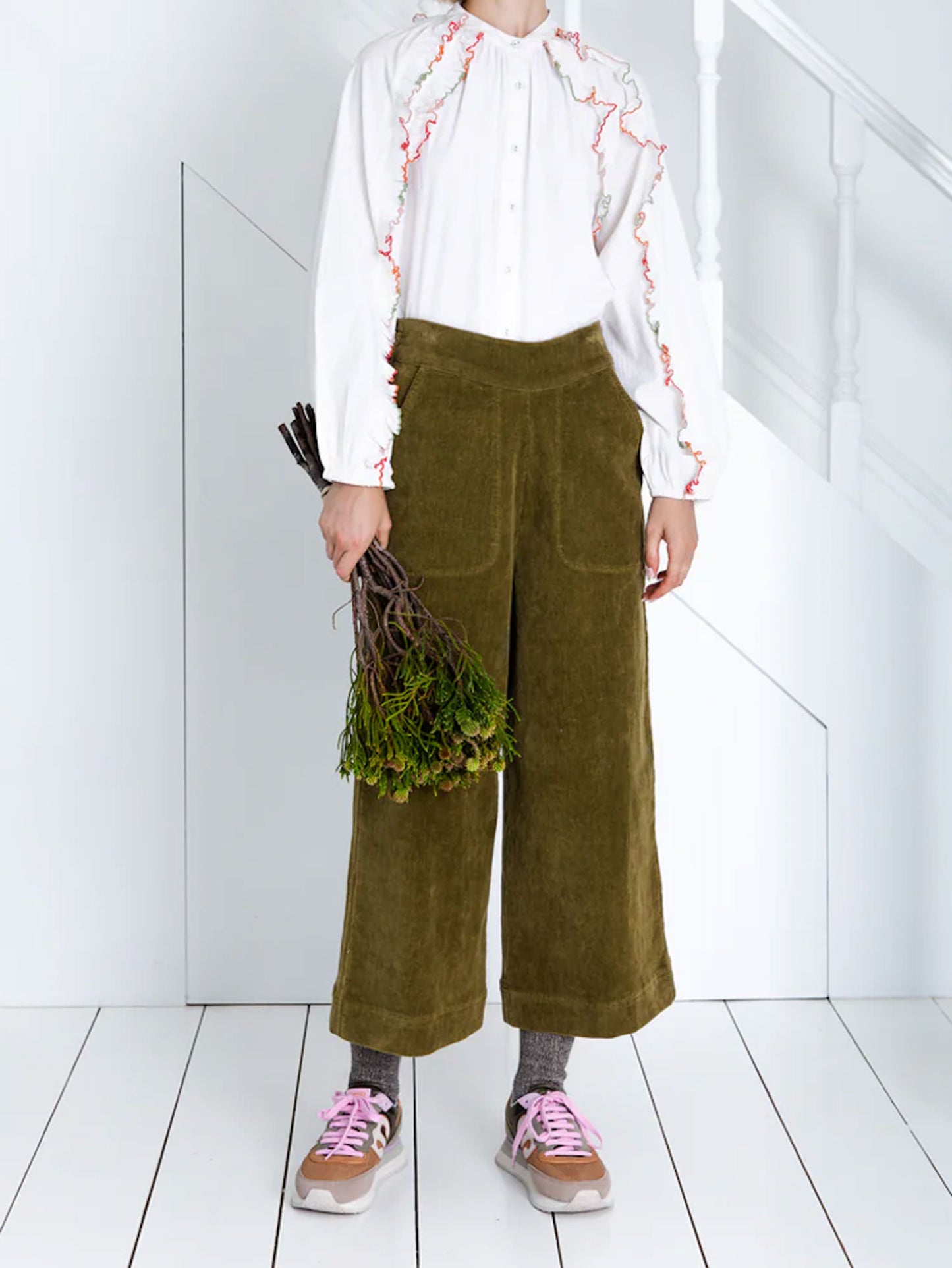 BIJOU CORD PANTS - OLIVE