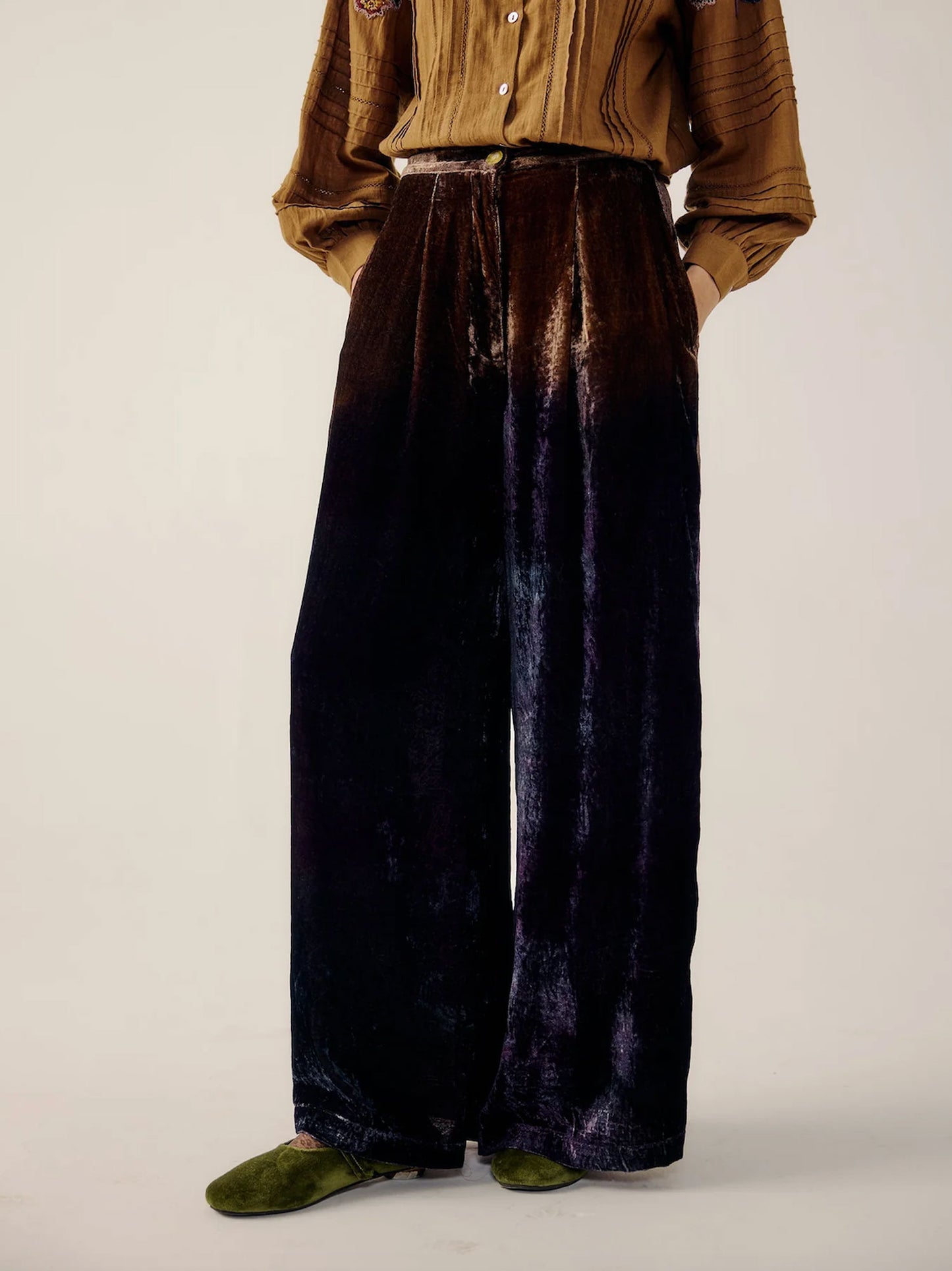 LOUNGE PANTS VELVET BROWN PURPLE