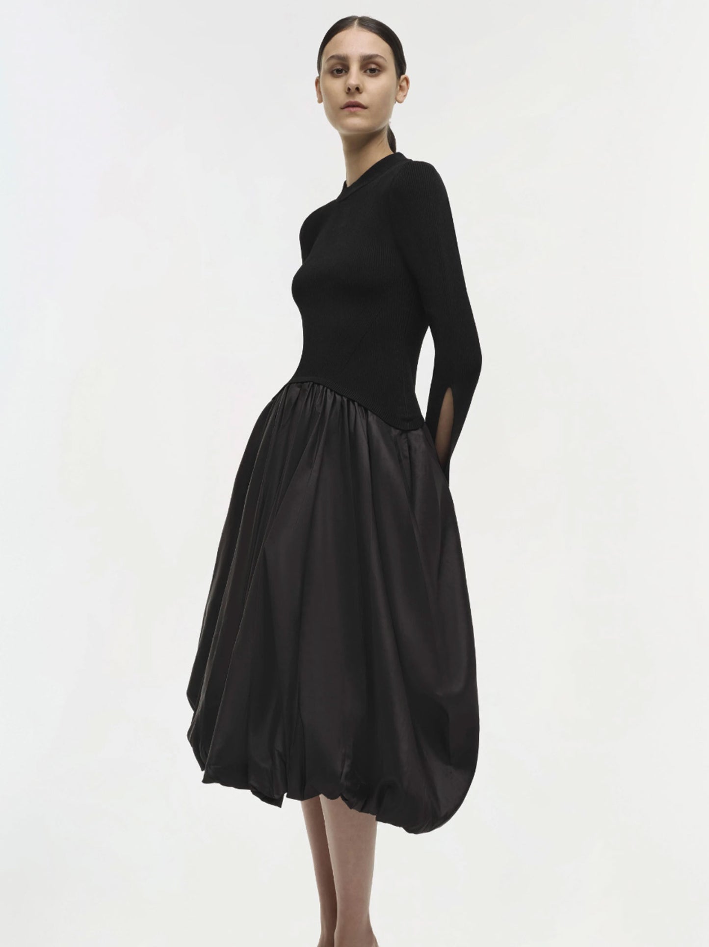 KENLIE LS KNIT DRESS BLACK