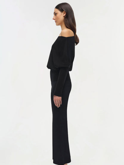 LAVINA DRAPED KNITWEAR BLACK