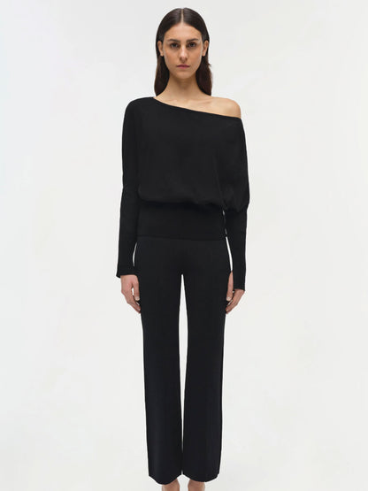 LAVINA DRAPED KNITWEAR BLACK