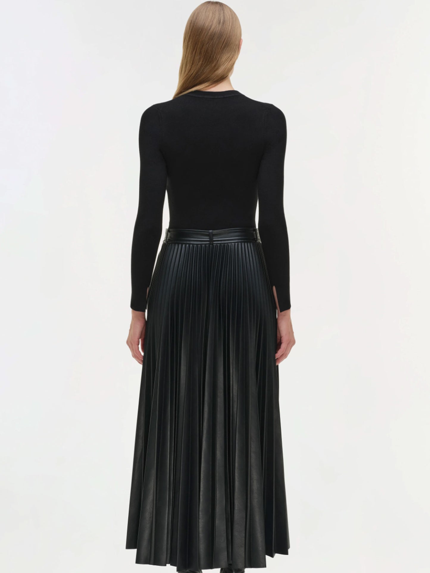 ABILENE BELTED LEATHER DRESS BLACK