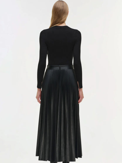 ABILENE BELTED LEATHER DRESS BLACK