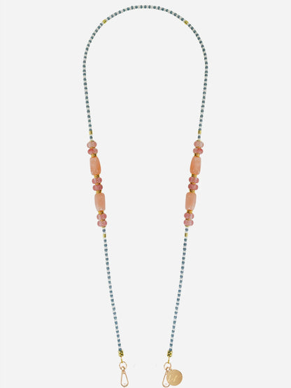 NESSY PHONE CHAIN PERLES ROSES - 120CM