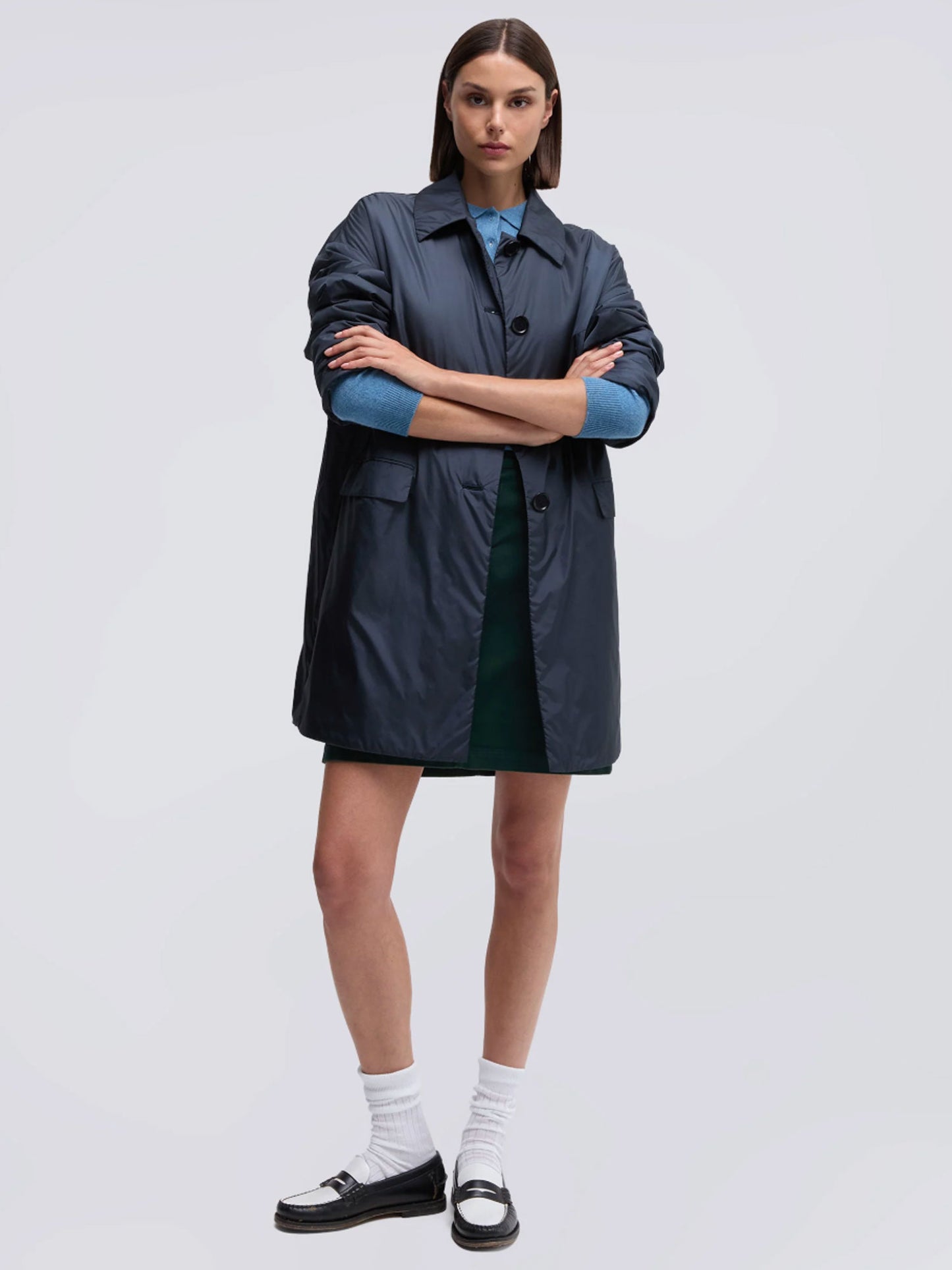 CLASSIC NAVY NYLON COAT