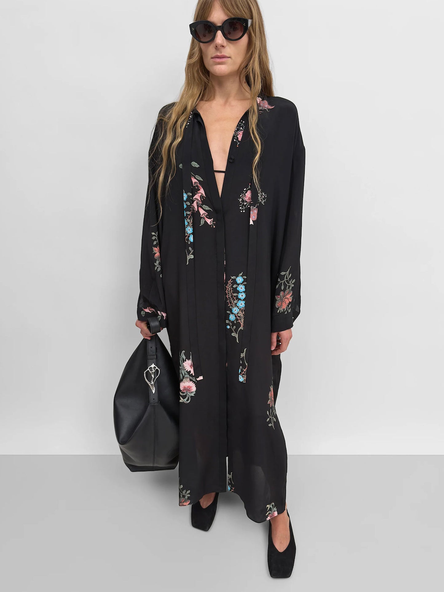MARTINI SHIRT-DRESS BLACK/FLORAL