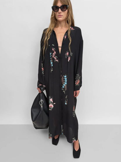 MARTINI SHIRT-DRESS BLACK/FLORAL