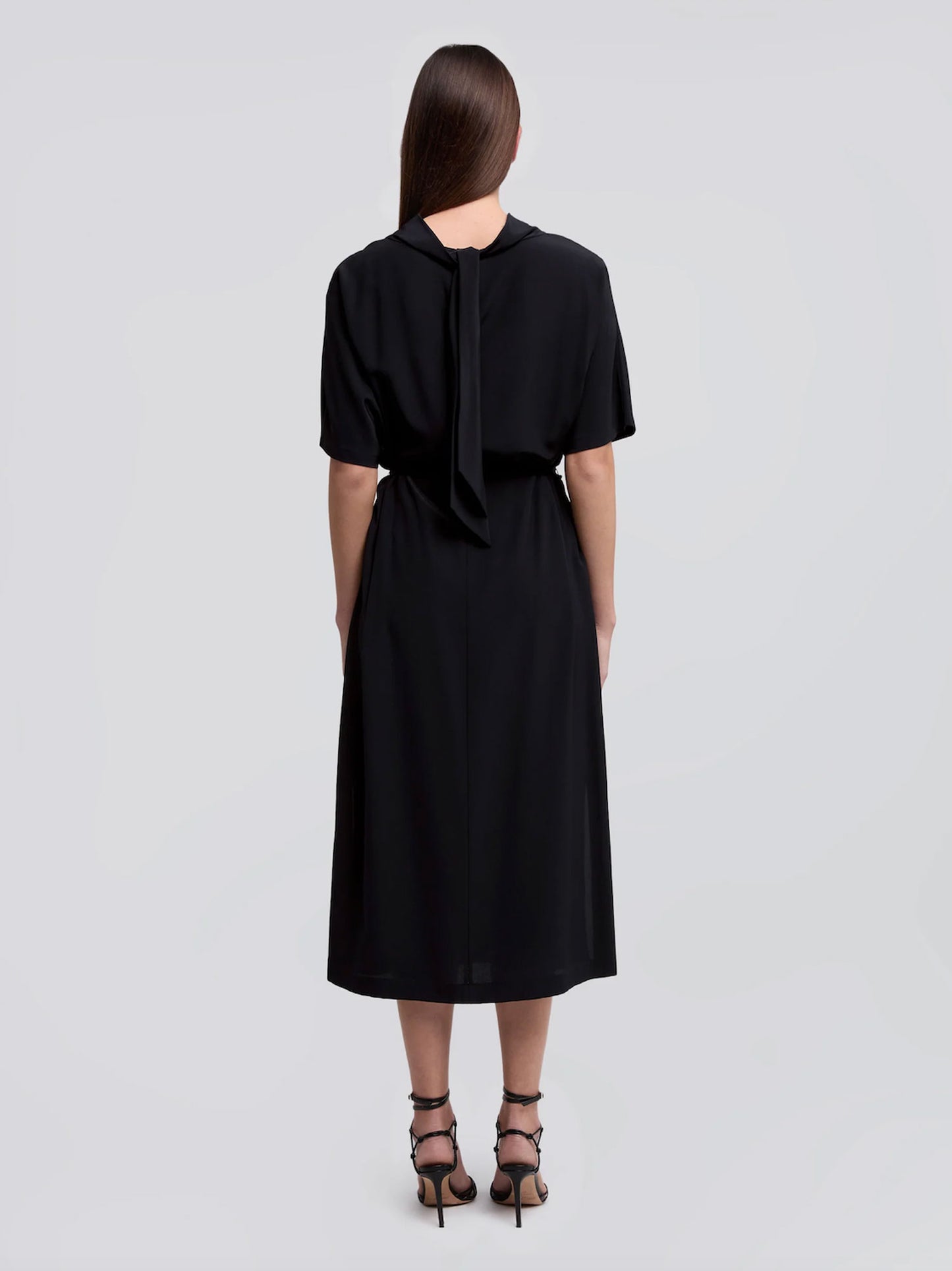 ABITO SILK DRESS BNECK NAVY