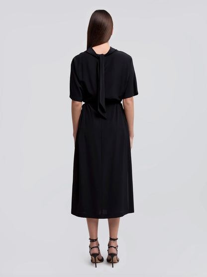 ABITO SILK DRESS BNECK NAVY