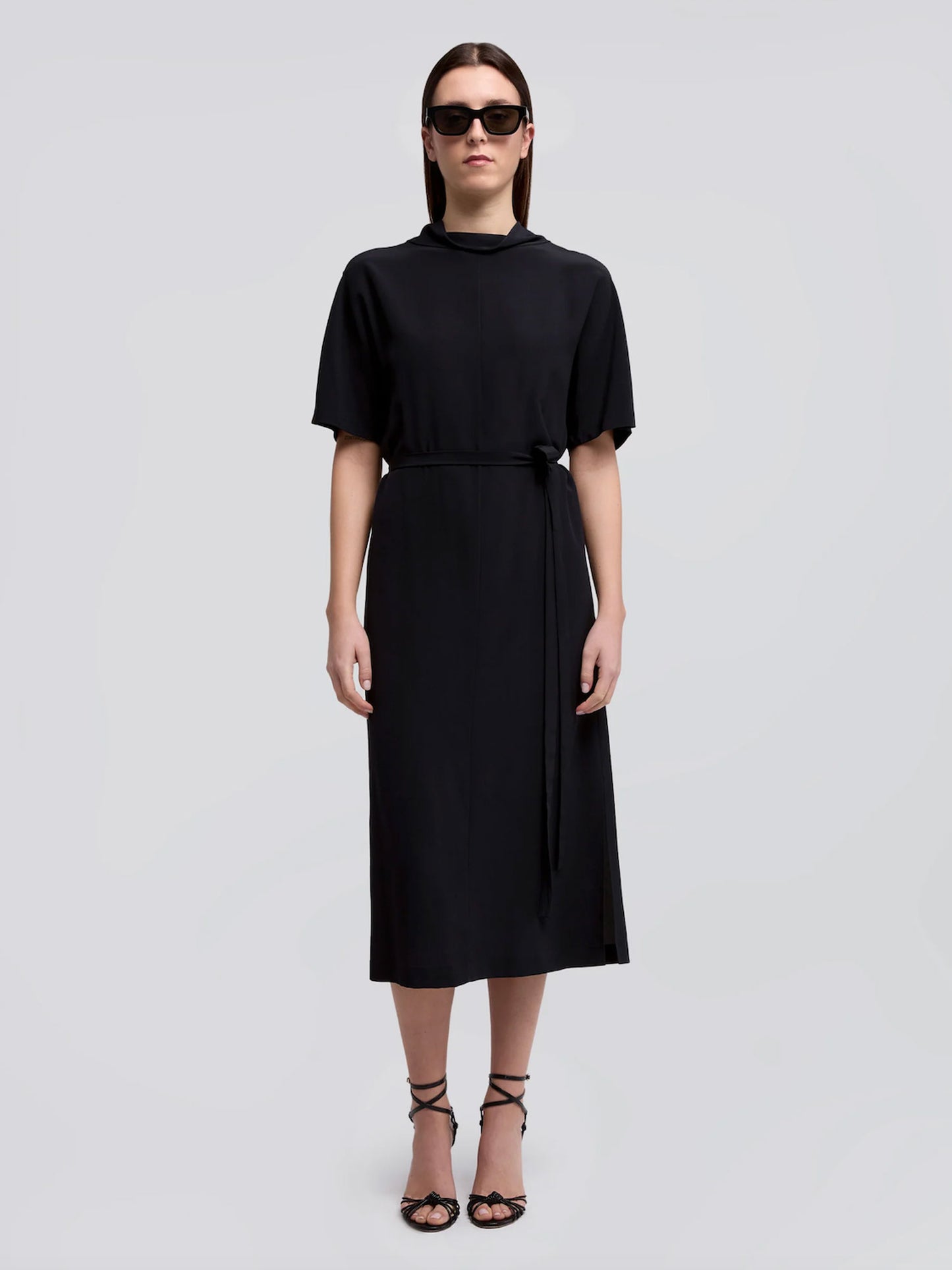 ABITO SILK DRESS BNECK NAVY