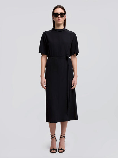 ABITO SILK DRESS BNECK NAVY