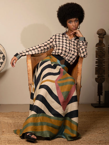 LP149 SAFI LINEN SKIRT MULTI