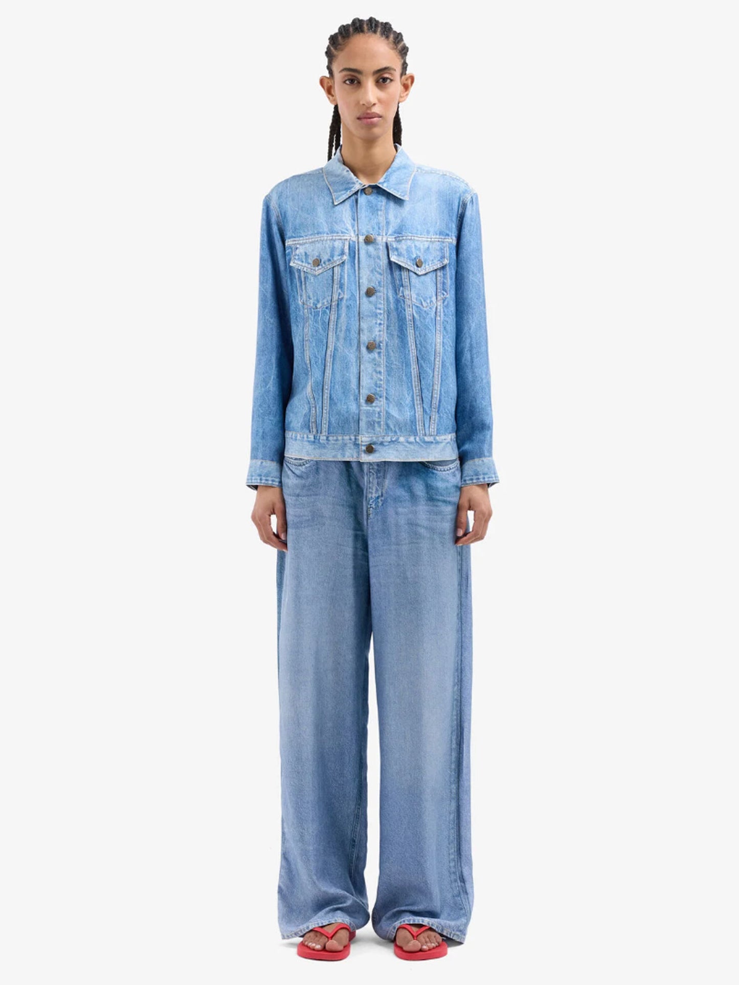 ALOES SILK JACKET DENIM PRINT BLUE