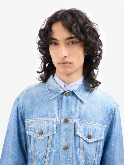 ALOES SILK JACKET DENIM PRINT BLUE