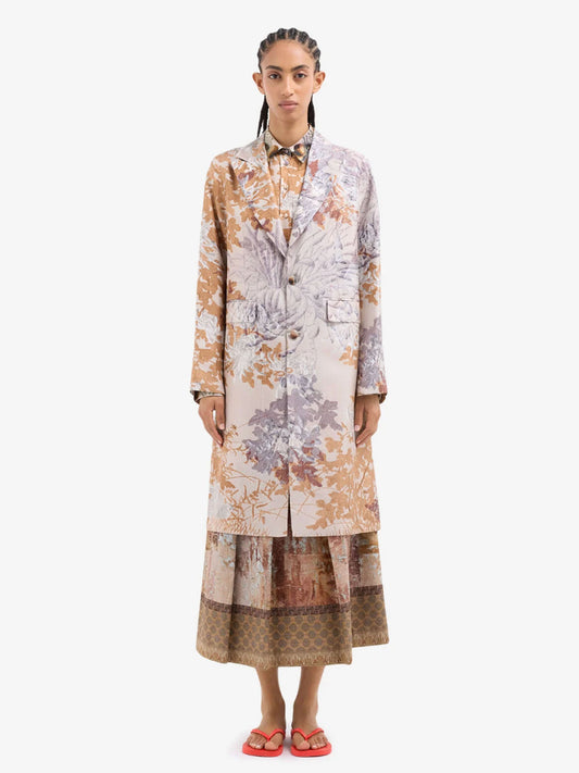 CIALDAS TAILORED COAT FLORAL BROWN MULTI