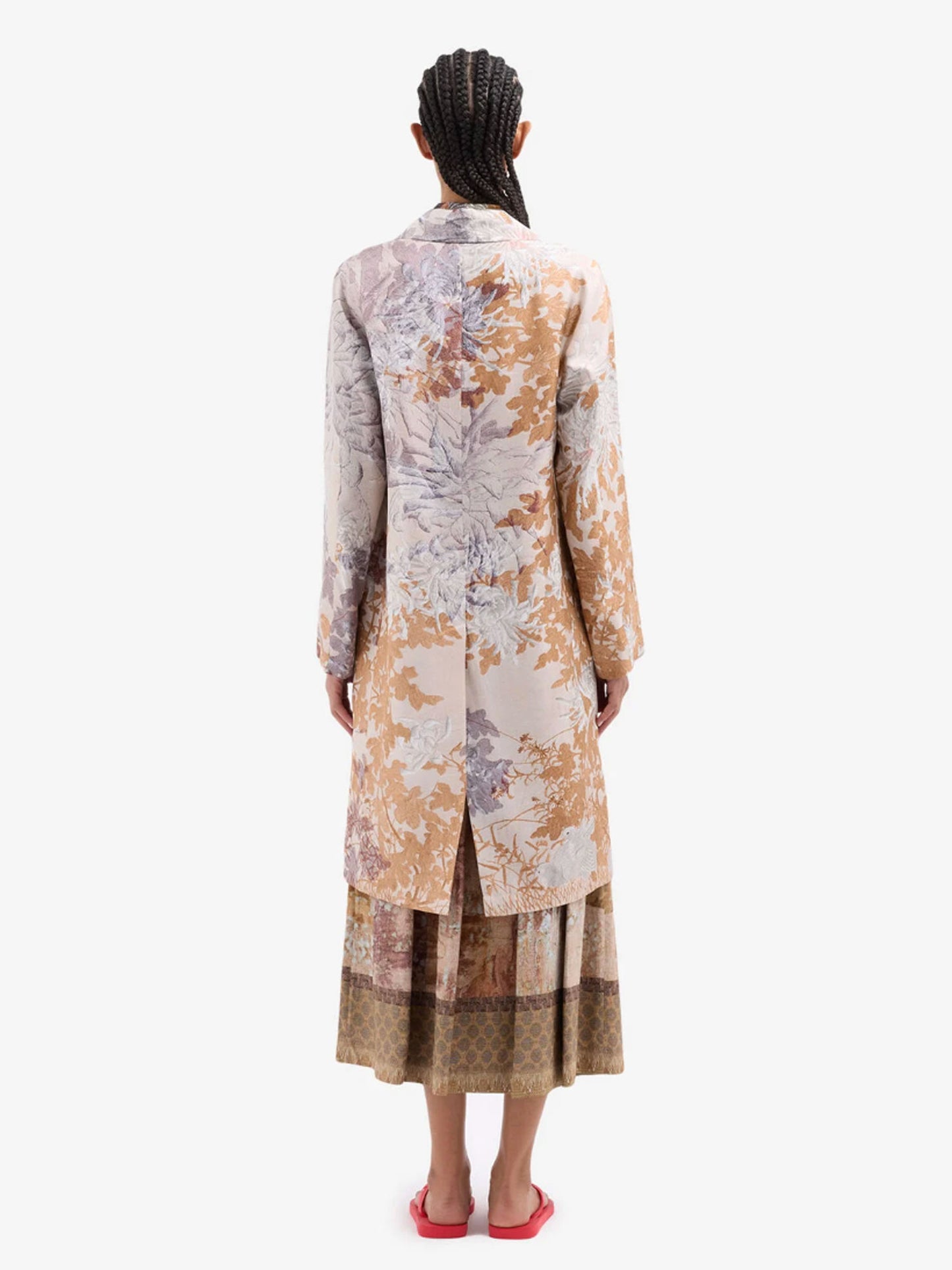 CIALDAS TAILORED COAT FLORAL BROWN MULTI