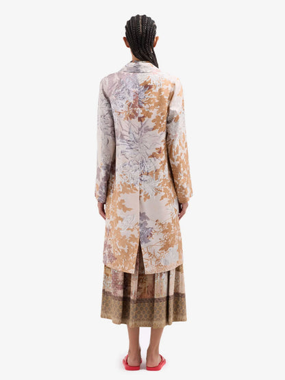 CIALDAS TAILORED COAT FLORAL BROWN MULTI