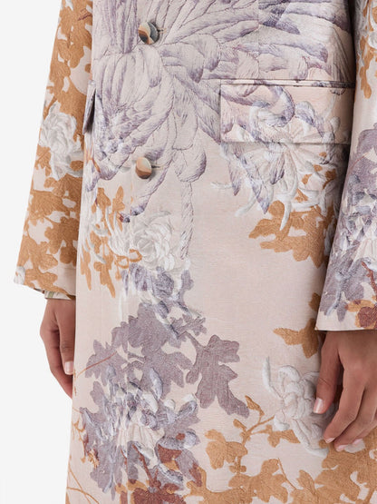 CIALDAS TAILORED COAT FLORAL BROWN MULTI