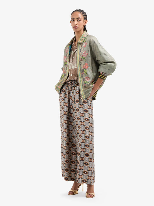 ALOE ABSTRUCT PRINT PANTS GREY BROWN