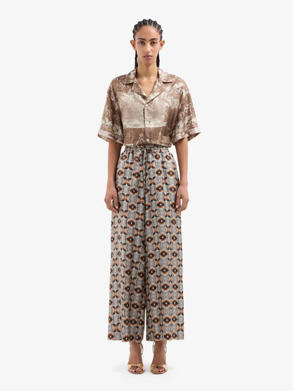 ALOE ABSTRUCT PRINT PANTS GREY BROWN
