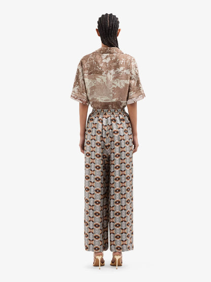 ALOE ABSTRUCT PRINT PANTS GREY BROWN