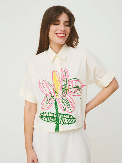 ARTIST FLOWER SHIRT 309ALBA OFF WHITE MULTI