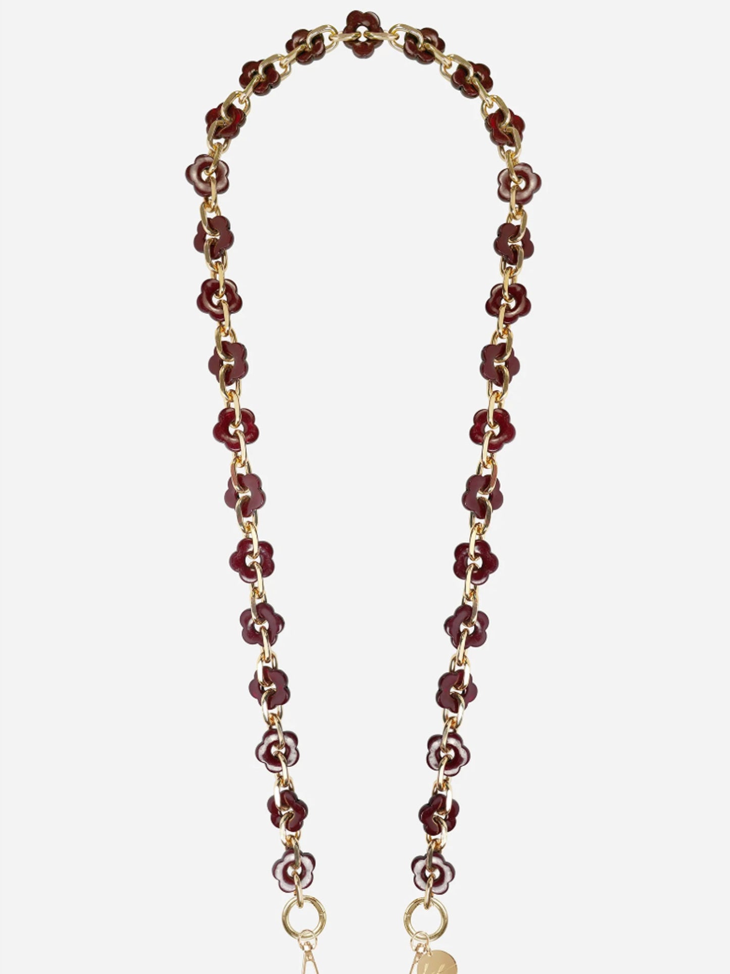 CASSY PHONE CHAIN FLEURS BORDEAUX - 120CM
