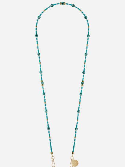 PAROS PHONE CHAIN PERLES TURQUOISE - 120CM