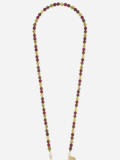 HARPER PHONE CHAIN OLIVE RED BROWN - 120CM