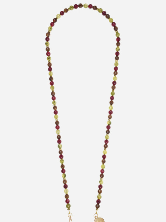 HARPER PHONE CHAIN OLIVE RED BROWN - 120CM