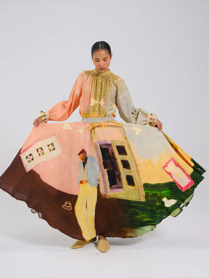 UMBRELLA SKIRT - MORNING COFFEE MULTI
