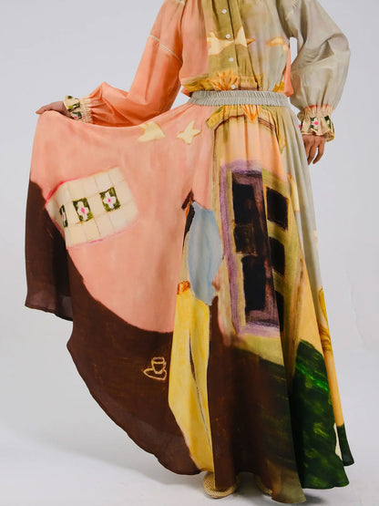 UMBRELLA SKIRT - MORNING COFFEE MULTI