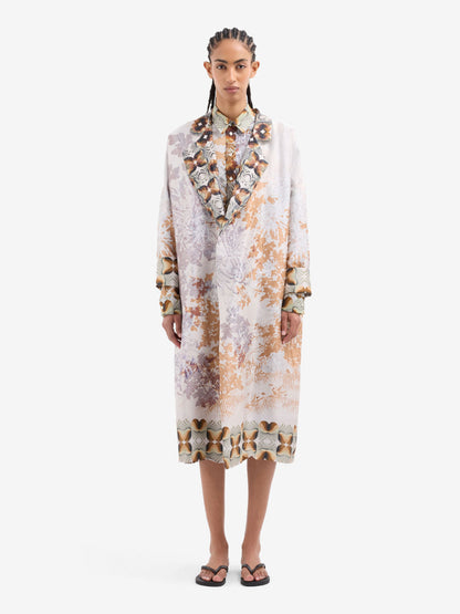 ENTHO LONG JACKET FLORAL BEIGE MULTI