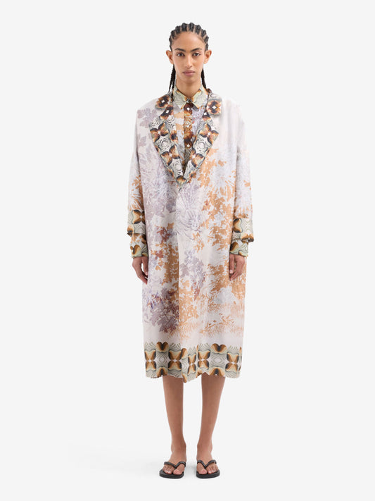 ENTHO LONG JACKET FLORAL BEIGE MULTI