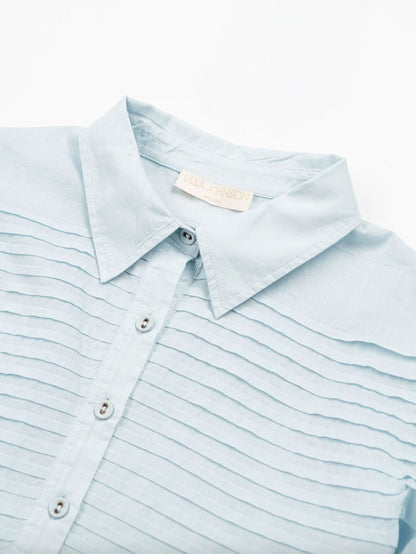 CHEMISE PLISSÉE CORDELIA SS BLEU CLAIR