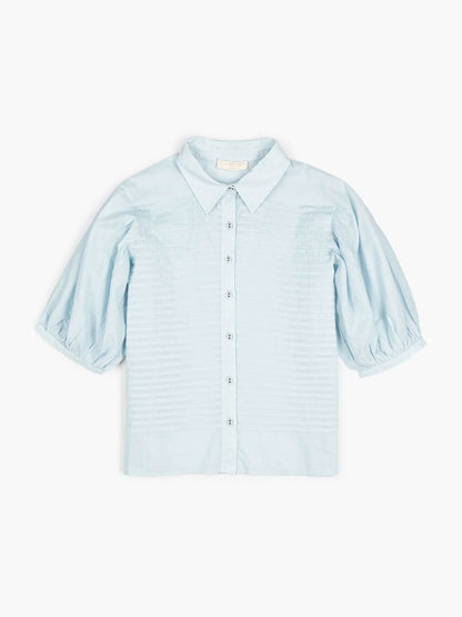CHEMISE PLISSÉE CORDELIA SS BLEU CLAIR