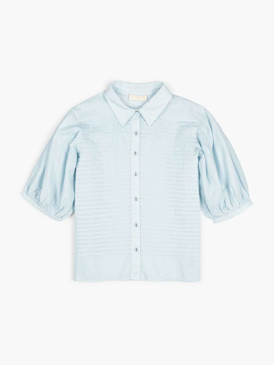 CHEMISE PLISSÉE CORDELIA SS BLEU CLAIR