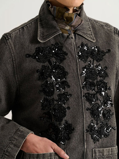 EMILE EMBELLISED JACKET GREY DENIM
