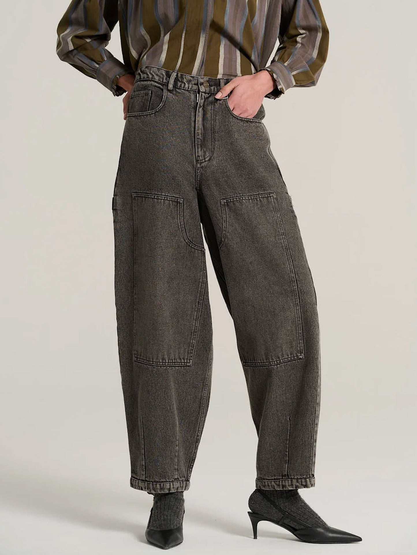 GREY DENIM COMPACT PANTS GREY DENIM
