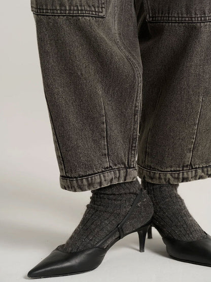 GREY DENIM COMPACT PANTS GREY DENIM