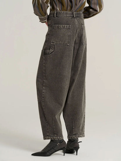 GREY DENIM COMPACT PANTS GREY DENIM