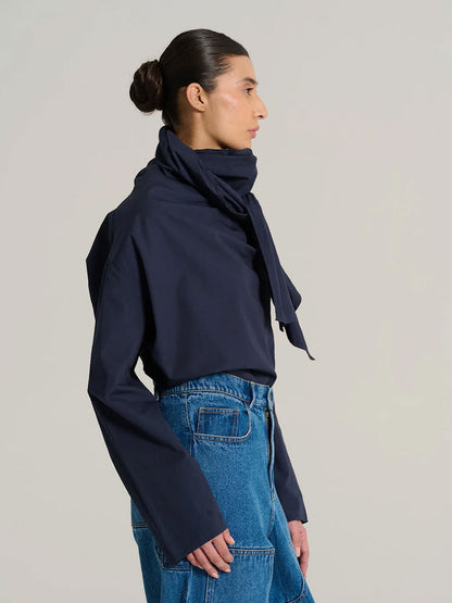 MARCEL BLOUSE WITH NECK TIE NAVY